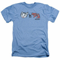 Trevco Men's Puss N Boots Chop Lickin Tasty T-Shirt, Heather Light Blue, 2X