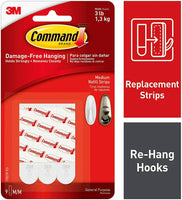 Command Refill Strips, Medium, White, 9-Strips