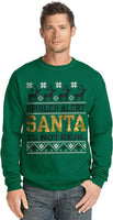 Hanes Men's Ugly Christmas Sweatshirt, Santa is Not Real/Emerald Night, L