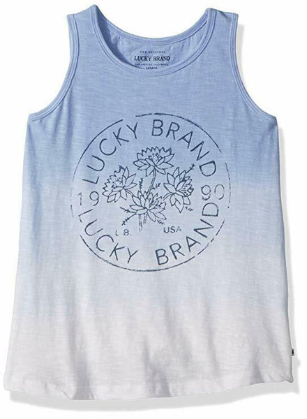 Lucky Brand Girls' Sleeveless Fashion Tank Top Blue Placid 4/5