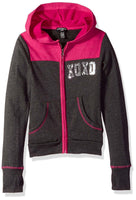 XOXO Girls' Big Fleece Logo Hoodie, Charcoal Heather Multi, Small