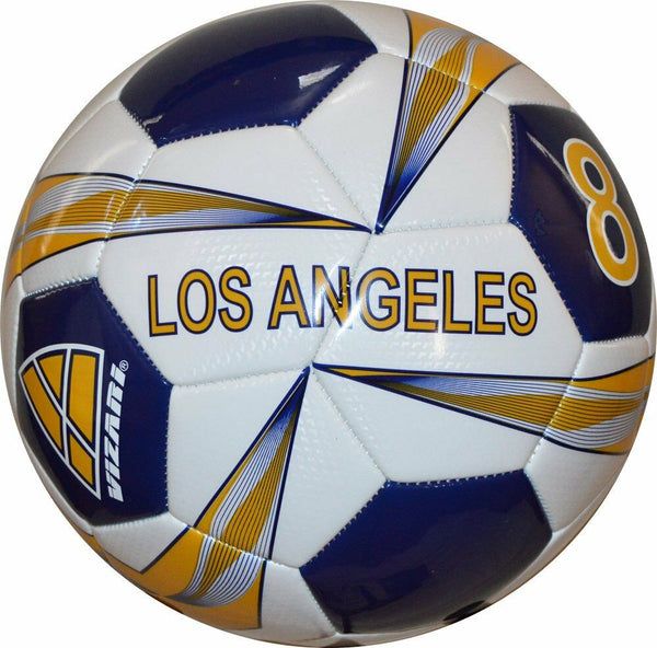 Vizari Los Angeles Soccer Ball, White/Blue/Yellow, Size 5