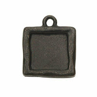 TierraCast Frame Simple Square Charm, 21mm, Black Finish Pewter, 3-Pack