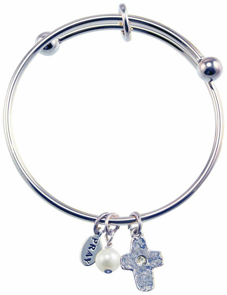 Cathedral Art PRB172 Communion Gold Bangle with Cross Charm, Adjustable