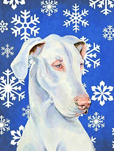 Great Dane Winter Snowflakes Holiday Flag Garden Size, Small, Multicolor