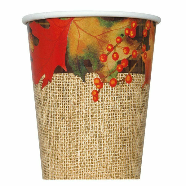 9oz Rustic Autumn Leaves Party Cups, 8ct