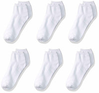 trimfit Girls' 6 Pack Sport Low Cut Sock, White, 7-8 1/2