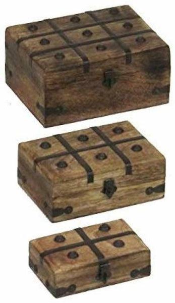 Firefly Home Collection 3 Piece Wooden Pirate Chest Boxes Set