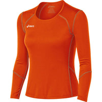 ASICS Jr. Volleycross Quick-Dry Long Sleeve Top, Orange/Steel Grey,Med