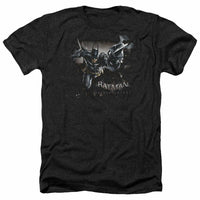 Trevco Men's Batman Arkham Knight Hq Sketch T-Shirt, Grapple Heather Black, M