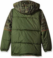 iXtreme Boys' Camo W/Grid Cut & Sew Puffer, Forest, 18M