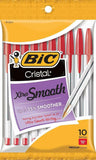 BIC Cristal Xtra Smooth Ball Pen, Medium Point (1.0 mm), Red, 10-Count