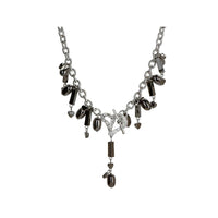 Michele Caruso Black Metallic Bead and Heart Necklace