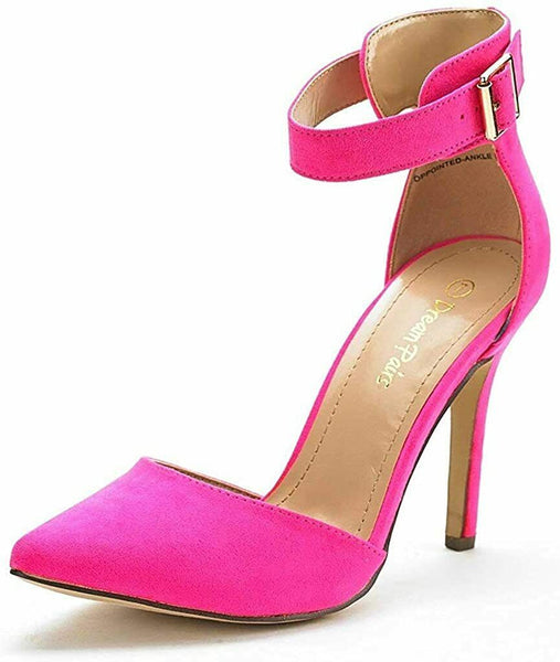 DREAM PAIRS Oppointed-Ankle Women's Pointed Toe Pumps, Fuchsia, 10
