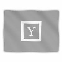 KESS Original 'Monogram Solid Grey Letter Y' Dog Blanket, 40 by 30-Inch