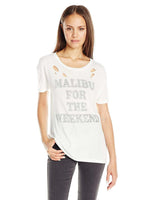 Goodie Two Sleeves Juniors Malibu for the Weekend Graphic Tee , xl