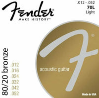 Fender 70L 0730070403 80/20 Bronze Ball End Acoustic Guitar Strings, 12-52