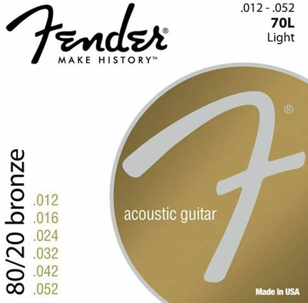 Fender 70L 0730070403 80/20 Bronze Ball End Acoustic Guitar Strings, 12-52