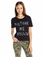 Goodie Two Sleeves Juniors Picture Me Rollin Graphic Tee, Black, XL