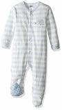 Kushies Baby Boys' Snap Front Sleeper, Light Blue Stripe/Heather, PR