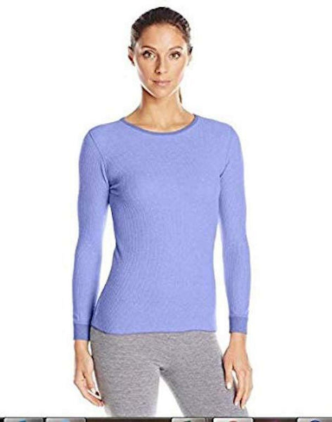 Fruit of the Loom Women's Waffle Thermal Crew Top, Peri Pop Heather, XS