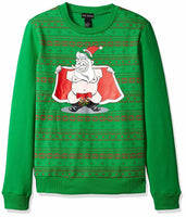Alex Stevens Men's Jingle Balls Santa Ugly Christmas Sweater, Green, Small