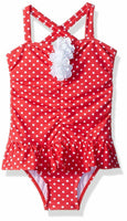 Flap Happy Girls' UPF 50+ Vintage Betty Swimsuit, Red Dots, 2