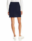 IZOD Junior's Uniform Twill Flat Front Skirt, Navy, 1