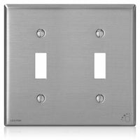 2-Gang Toggle Device Switch Wallplate, Standard Size, Powder Coated Stainless