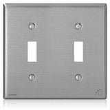 2-Gang Toggle Device Switch Wallplate, Standard Size, Powder Coated Stainless