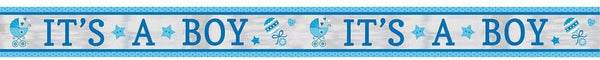 Celebrate Baby Boy Shower Party "It’s a Boy" foil Banner, Blue and Silver, 25'