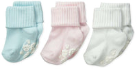 Trimfit Girls' Cotton Spandex Triple Roll with Non Skid Soles 3-Pack Size S