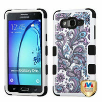 Asmyna Cell Phone Case for Samsung On5 - Purple European Flowers/Black
