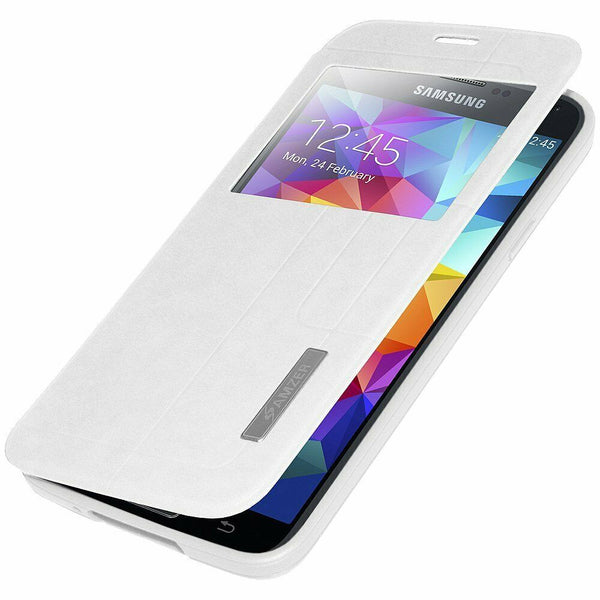 Amzer Flip Cover Folio Case for Samsung Galaxy S5 White