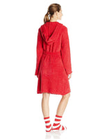 Ahh By Rhonda Shear Women's Marshmallow Robe with Stripe Slipper Socks, Red, 1X