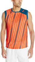 ASICS Men's Athlete Sleeveless Top, Cone Orange Volley Stripe, 2XL