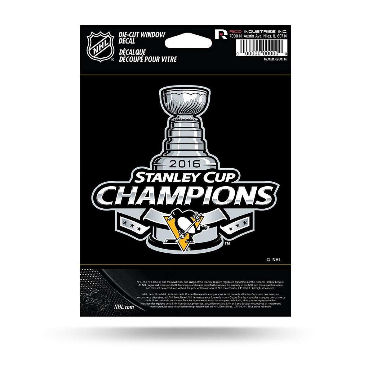 NHL Pittsburgh Penguins 2016 Stanley Cup Champions Die Cut Vinyl Decal ...