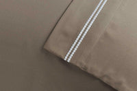 2-Piece Pillowcase Set, Taupe with Ivory 2-Line Embroidery Detail