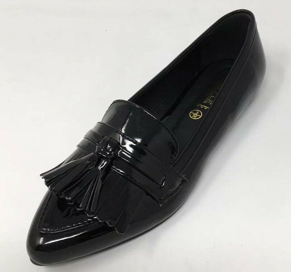 Truffle collection Stella Point Tassle Flat Shoes Black Patent Size 5 (US)