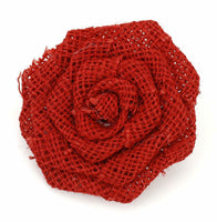 3.5-Inch-by-2-Inch Burlap Rose, Red