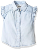 Hudson Girls' Ruffle Shirt, Blueberry, Large
