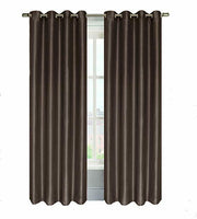 Indecor Home Design Grommet Top Solid Faux Silk Window Panel, 54 by 84", Choc