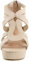 TOP Moda Womens Lindy-88 Platform Sandals, Beige, 7