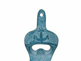Hampton Nautical Cast Iron Wall Mounted Anchor Bottle Opener, 3" Light Blue