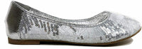 Walstar Women Basic Glitter Mesh Flat Slip on, silver, 6