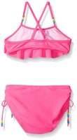 Limited Too Girls' Colorblock Ruffle Bikini, Knock Out Pink, 6X