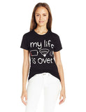 Goodie Two Sleeves Juniors My Life IS Over Graphic Tee Small Black