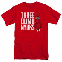 Trevco Men's Stooges Three Dumb Nyuks Adult T-Shirt, Red, Medium