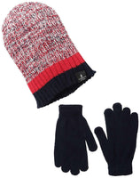 Aquarius Big Boys' Knit Ribbed Twist Yarn Beanie with Solid Magic Glove, OS