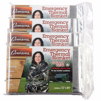 Grizzly Gear Emergency Thermal Blankets (4 Pack) Folds to 52" X 84"